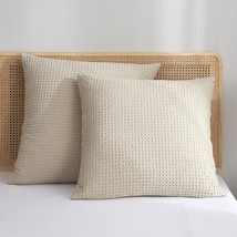 Ultra Soft Waffle Weave Euro Shams Pillow Covers 26&quot; X 26&quot; 2 Pack, No Insert, Br - £34.75 GBP