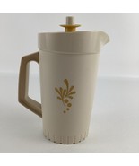 Tupperware Pitcher Cream Harvest Gold Drink Holder Push Button Lid Vinta... - $47.32 CAD