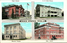 Multiview Club House Masonic Temple Rock Springs Wyoming WY UNP WB Postcard T12 - £4.65 GBP