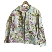 Alfred Dunner Women’s Jacket Size 12 White Pastel Flower Cotton Button Up Blazer - £12.02 GBP