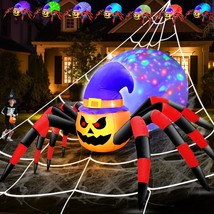 8 Ft Giant Halloween Inflatables Spider Outdoor Decorations With Magic Light, 7  - £68.15 GBP