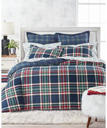 Martha Stewart Navy Plaid Holiday Flannel Duvet Cover Set, Twin or Full/... - $159.99+