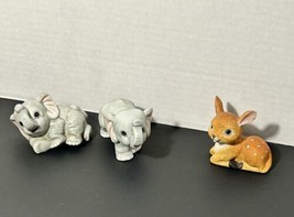 Vintage Homco Set Of 2 Baby Elephants # 1400 &amp; Baby Deer # 1473 - $15.83