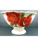 Maxcera 11&quot; x 6&quot; Red Poppy Serving Bowl Footed W/Ruffled Rim - $453.34 MXN
