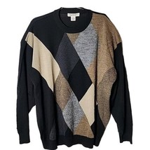 Pronto-Uomo Men 3X Wool Blend Pullover Square Color Long Sleeve Black Sw... - £38.15 GBP