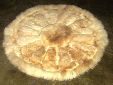 Round alpaca fur carpet from Peru, Rose Design, 100 cm diameter - $158.20