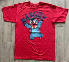 Disney&#39;s Lilo And Stitch Standard Red Adult T-Shirt &quot;Hangry&quot; Size M NWOT - $15.98