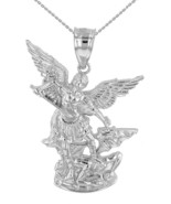 925 Sterling Silver Catholic Saint Michael The Archangel Pendant Necklac... - £62.90 GBP