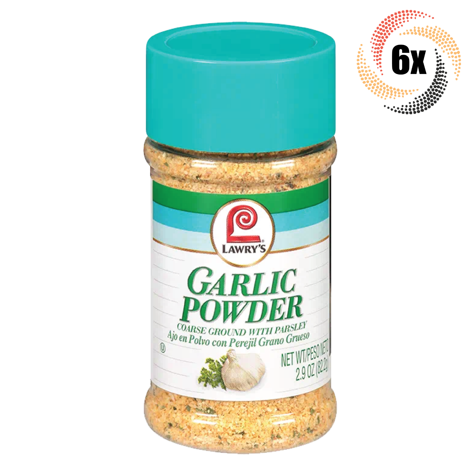 6x Shakers Lawry's Garlic Powder Seasoning | Coarse Ground Blend Parsley | 2.9oz - £43.13 GBP