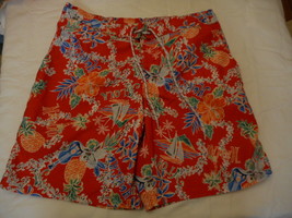 Men&#39;s St. John&#39;s Bay Swim Trunk Shorts Red Aloha  Size X-Large  NEW - £21.27 GBP