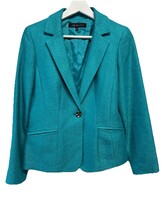 Anne Klein Elegant Turquoise Blue Blazer Jacket Lined Size 4 - $39.57