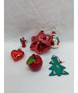 Lot Of (6) Vintage Christmas Holiday Ornaments 2-4&quot; Santa Apple Angel Tree - $397.53 MXN