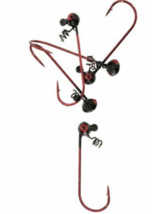 Luck E Strike Finesse Football Head Jig Fish Hook, 1/4 oz, Black/Red, Pack of 5 - £7.86 GBP