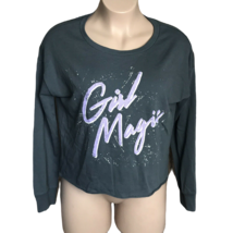Grayson Threads  &quot;Girl Magic&quot; NWT Crop Shirt ~ Sz XL ~ Gray ~ Long Sleeve - £10.62 GBP