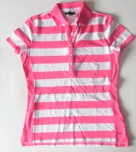 Tommy Hilfiger Womens Short Sleeve Polo Shirt Pink White Size Medium NWT - £16.61 GBP