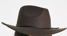 ASOS Hat Womans Cowgirl felt fedora with size adjuster in brown NWT - £9.86 GBP