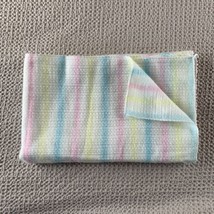 Vintage Pastel Striped Baby Blanket Made In USA 70s 80s Babies Crib Blanket Soft - £38.43 GBP