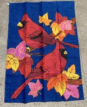 Vintage Polyester Yard Garden Porch Flag Red Birds Cardinals Leaves 29” ... - £8.90 GBP