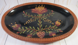 Studio Art Pottery Oval Decorative Platter Hand Painted Glossy Glaze 11x... - $20.77