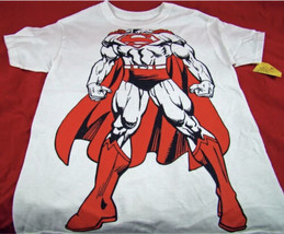 Mens DC Comics Super Hero Superman Short Sleeve T-shirt XL X-Large White costume - £8.83 GBP