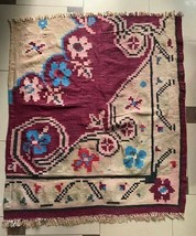 Antique Albanian traditional carpet kilim wool red multicolor rug-108 cm x 99 cm - £54.27 GBP