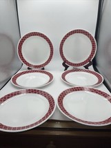 Corelle Dinner Plates Crimson Trellis 10 1/4&quot;  Set of 6 EUC - £23.60 GBP