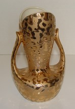 Vintage Art Pottery 24K Gold Glazed Two handled Vase - £10.44 GBP