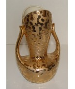 Vintage Art Pottery 24K Gold Glazed Two handled Vase - £10.40 GBP