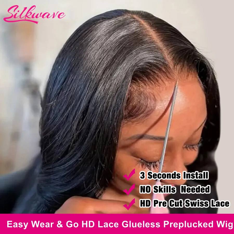 Wear And Go Glueless Wig Body Wave 5x5 HD Transparent Lace Closure Wigs Hum - £76.40 GBP+