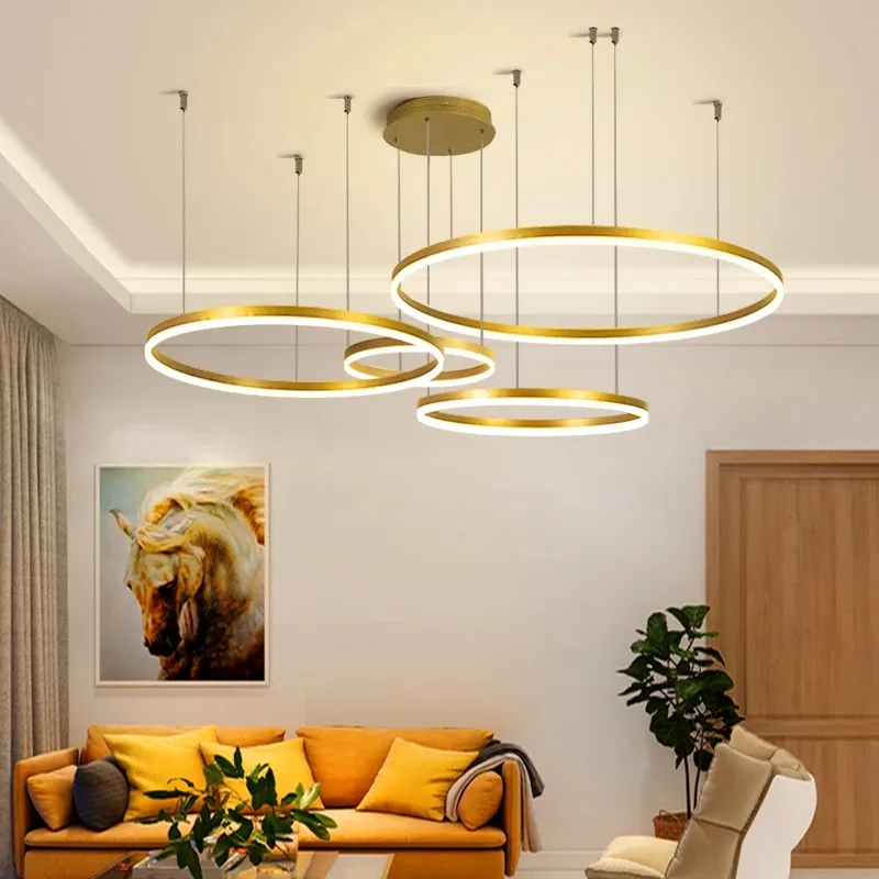 Modern LED Circle Ceiling Chandelier Lustre Lamp Indoor Lighting For Liv... - $178.67+