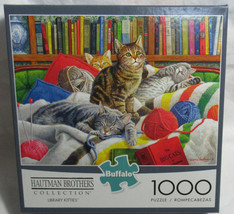 Buffalo 1000 Piece Puzzle Hautman Brothers Collection LIBRARY KITTIES tabbies - $37.36