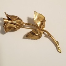 Vintage Gold Tone Rose Brooch pin - £15.73 GBP