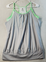 Old Navy Tank Top With Bra Womens Large Gray Green Sleeveless Round Neck Logo - £6.62 GBP