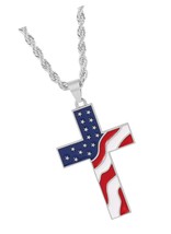 Flag Day Gift Stainless Steel American USA Flag Cross for - $38.92
