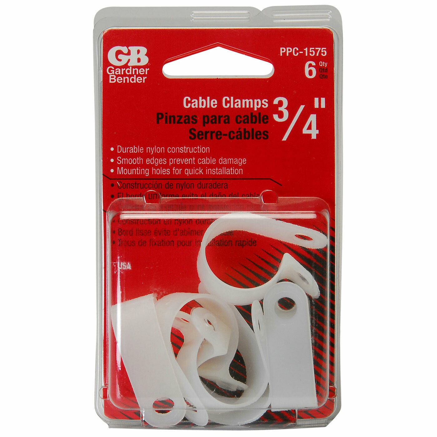 GB - PPC-1575 - 3/4" Nylon Cable Clamps Natural - 6 Pcs. - $8.95