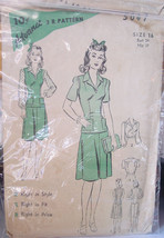 1940s Vintage Misses Pattern 5047 Blouses, Vest, Skirt 34&quot; bust 28&quot; waist - $9.99