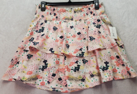 Maison Jules Mini Skirt Womens Large Pink Multi Floral Polyester Elastic Waist - £18.14 GBP