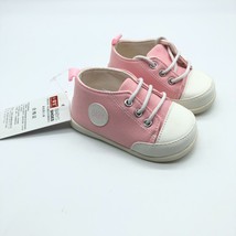 Baby Girls High Top Sneakers Lace Up Canvas Pink US Size 5 - £7.78 GBP