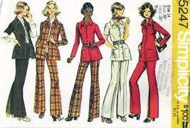 Vintage 1972 Misses&#39; SHIRT-JACKET &amp; PANTS Pattern 5247-s Size 14 - UNCUT - $12.00