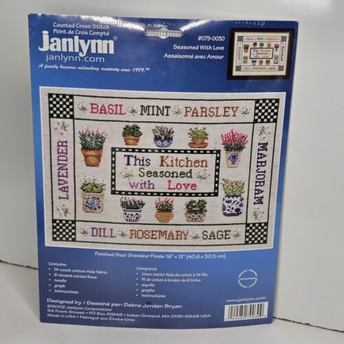 NEW Janlynn counted cross stitch kit Seasoned With Love 16" by 12" Kitchen Spice - $19.35