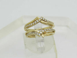 14k Yellow Gold Finish 1CT Round Diamond ACCENT Engagement Ring Jacket Wrap Band - £66.48 GBP