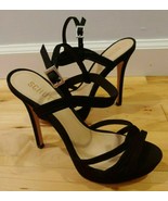 Schutz Bogga AnkleStrap 1&quot;Platform 5&quot;Stiletto Sandal Black Nubock Suede ... - $137.03 CAD