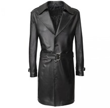 Men&#39;s Leather Long Coat Trench Coat Genuine Lambskin Leather Full Length... - £127.08 GBP+