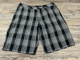 HURLEY Men’s Shorts Size 33 Black/White Plaid Cotton Skater Golf Casual - £11.24 GBP