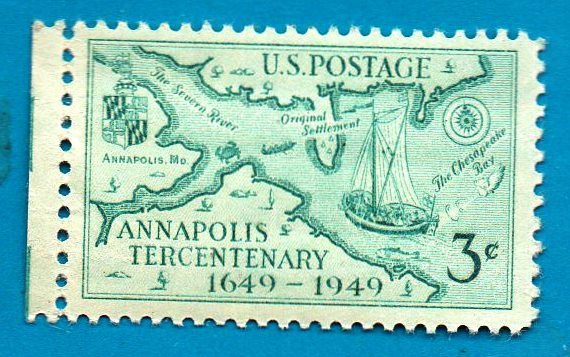 Mint Postage Stamp Annapolis Tercentenary 3 cent (1949) Scott Cat# 984 - $2.99