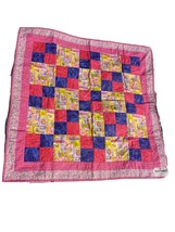 Handmade Baby Quilt Signed Grandma 2011 Cottage Farmhouse Pink Purple Flowers - £58.98 GBP