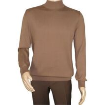 Men's Sweater Knit By BRANGO Turkey Mock Neck Cotton Blend 21050 Coffee image 3