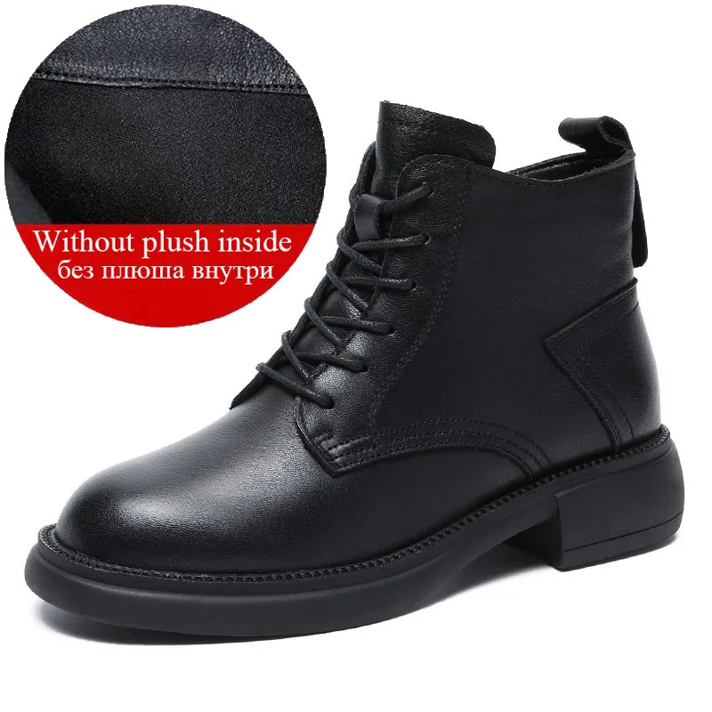 Autumn Winter Women Ankle Boots 100% Genuine Cow Leather Flat Heel Handmade Retr - £75.11 GBP