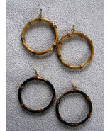 Real Bamboo Wood  LARGE 3&quot; Diameter Dangle  Hoop Earrings- 2 Color Choices - €7,69 EUR+