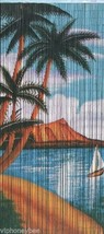 Bamboo Beaded Door Curtain-Tranquil Beach Scene - £38.83 GBP
